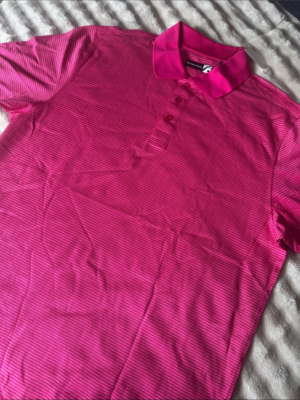 Saks Fifth Avenue Men’s Pink Striped Polo